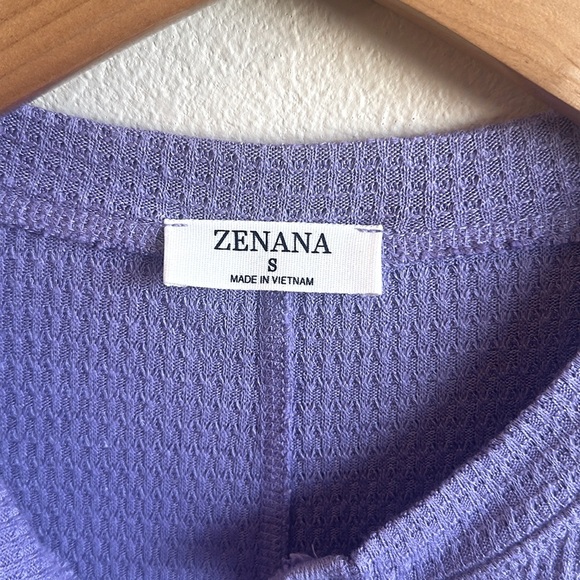 Zenana Snap Button Long Sleeve Henley Top Lavender Womens Size Small - Picture 4 of 13